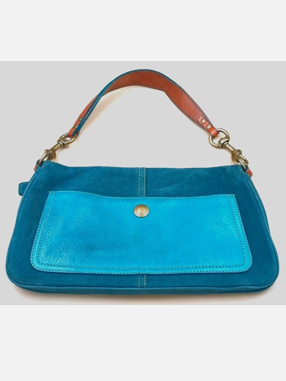 Vintage Coach Chelsea Teal Nubuc Nubuck Flap Hobo Bag